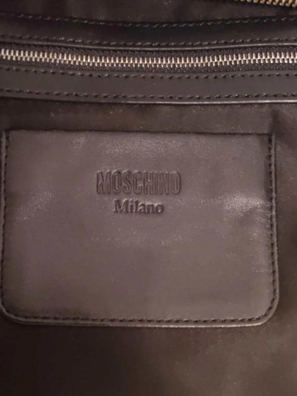 Moschino Black Quilted Wristlet with Shiny Silver Logo
